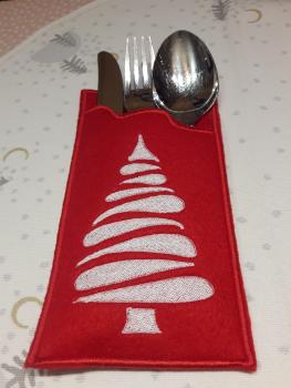 Preview: ITH - Stickdatei Bestecktasche Tannenbaum geschwungen